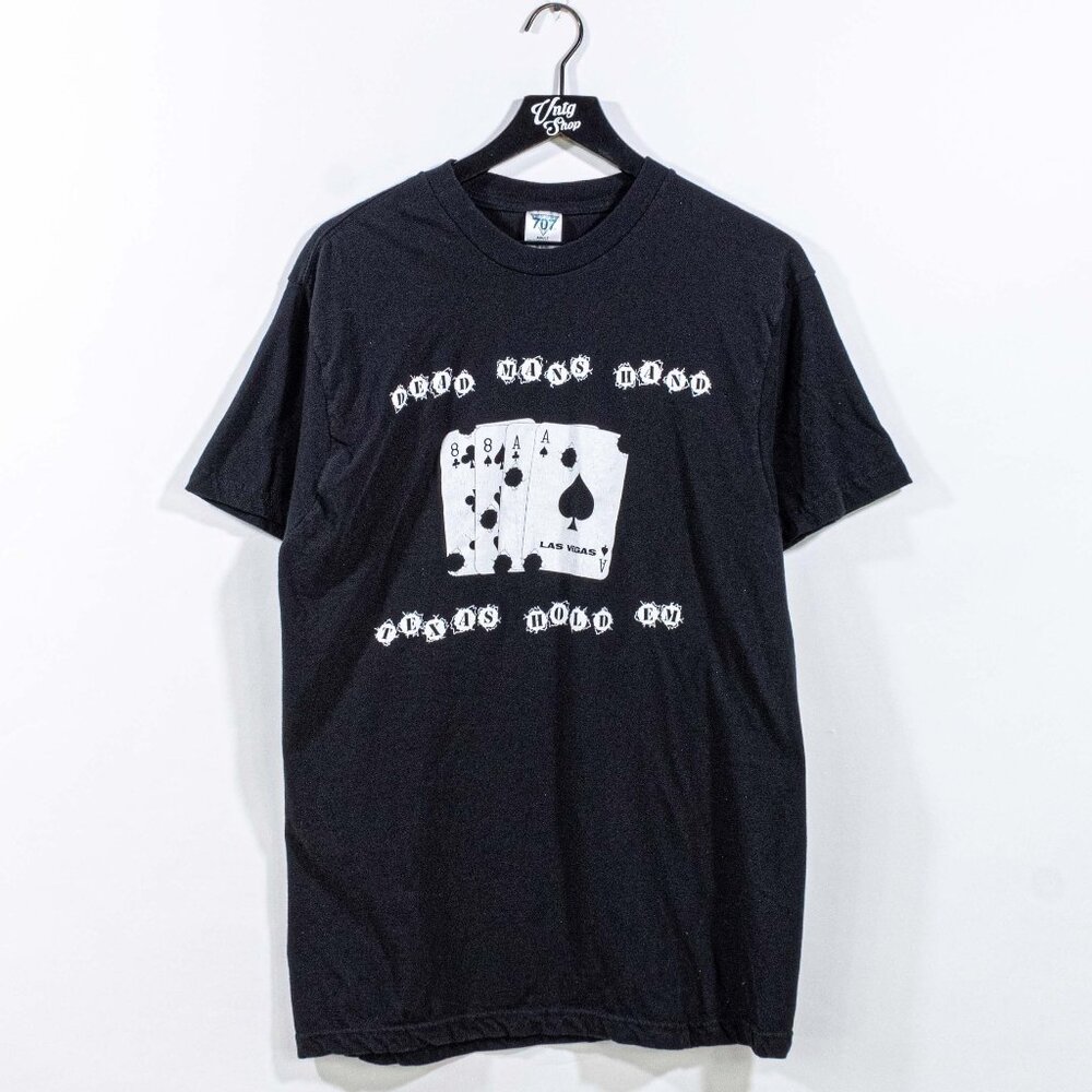 Dead Mans Hand Texas Hold Em T-Shirt Poker Las Vegas Large Y2K